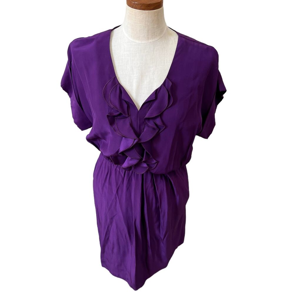 Amanda Uprichard Silk Ruffle Mini Dress Purple S